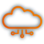 Icon das einen Cloud Server symbolisert. Eine Wolke mit Leiterbahnen darunter