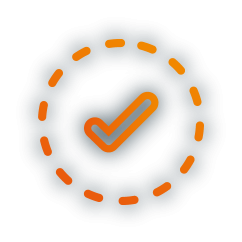 Icon das den Einsatzzweck symbolisiert. Ein Haken in einem gestrichelten Kreis.