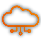 Icon das einen Cloud Server symbolisert. Eine Wolke mit Leiterbahnen darunter