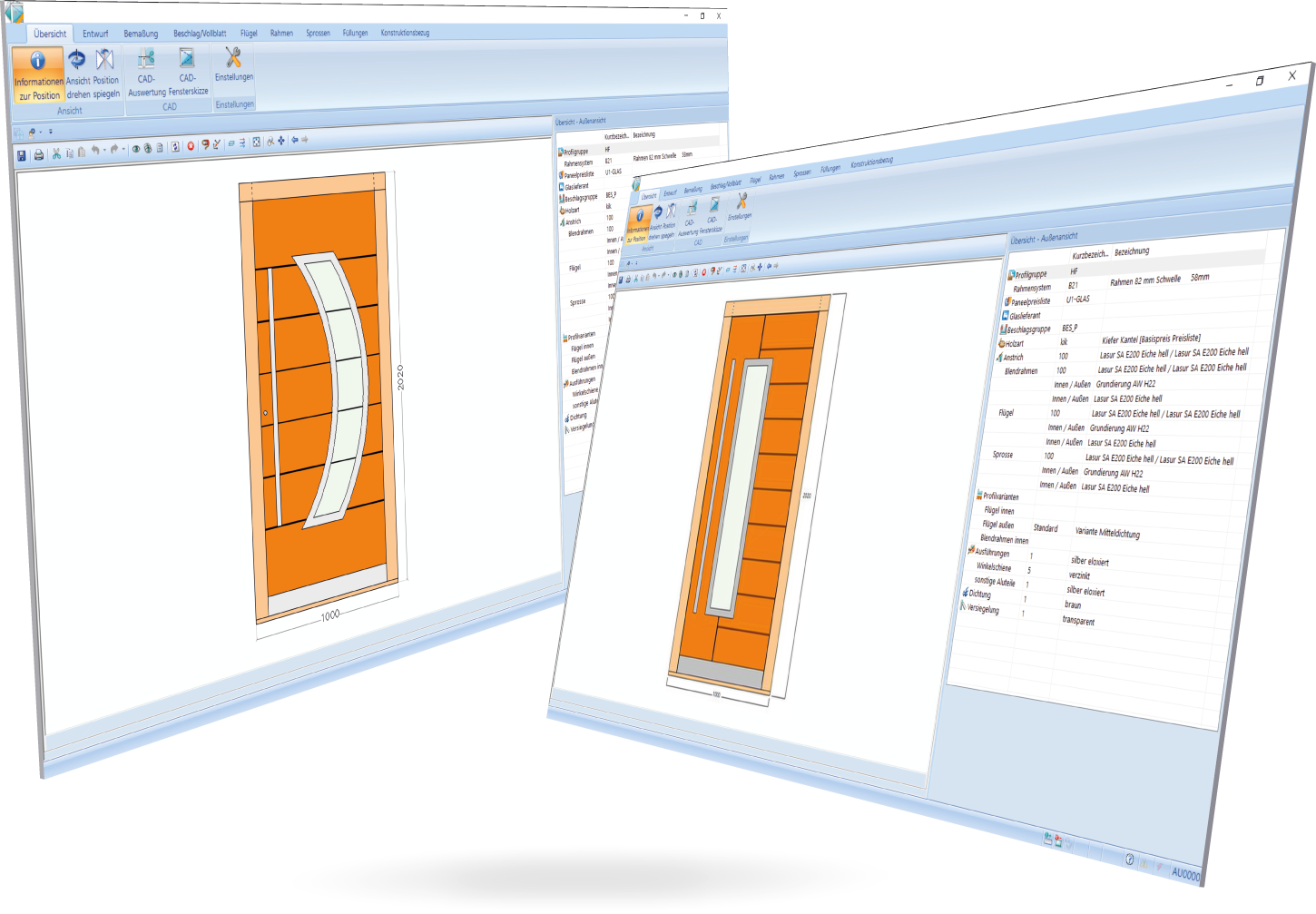 Two screenshots about panel door manufacturing