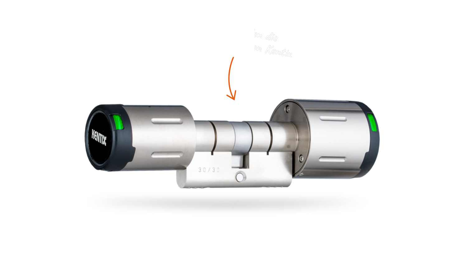 "Wir empfehlen die Schließsysteme von Kentix" steht über einer Abbildung von einem elektronischen Türschloss von Kentix