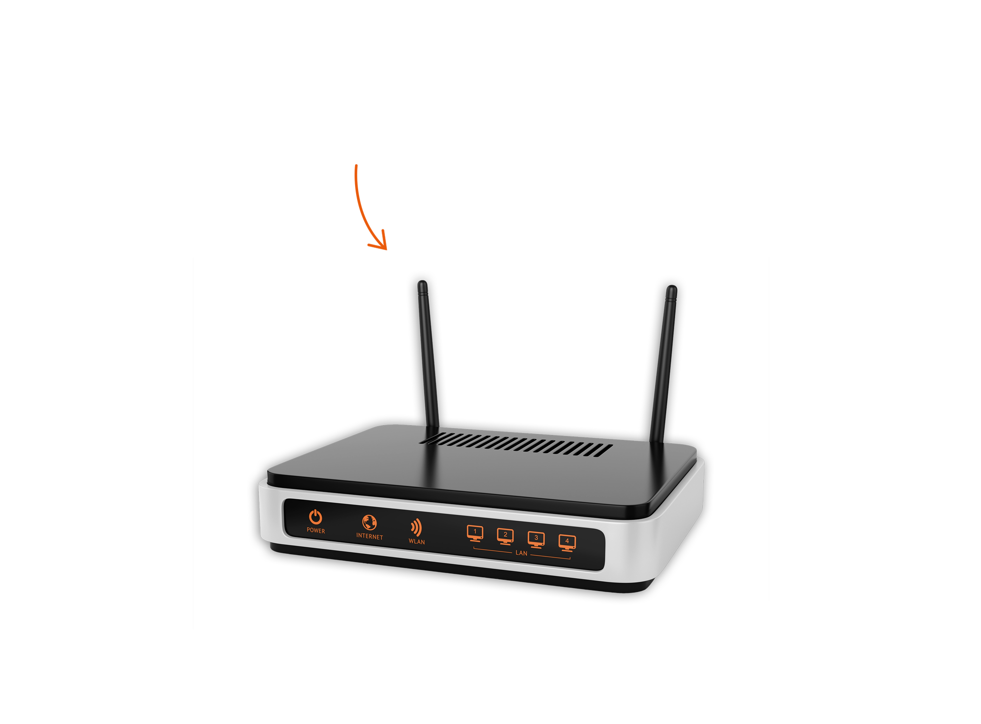 "Schnell eingerichtet und optimal vernetzt" steht neben einem Foto von einem WLAN-Router